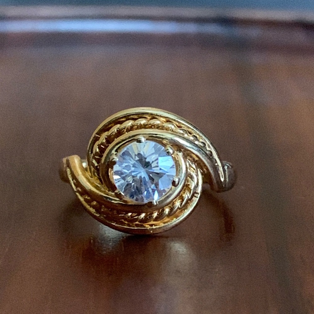 Gold tone cz ring size 7